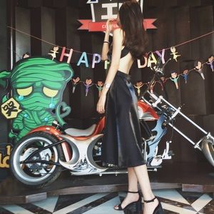 NEW LBD open back metallic black dress