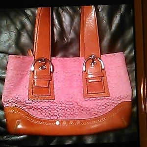 Coach Pink Canvas Small Tote