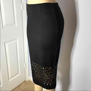 NEW GORGEOUS BLK LASER CUT PENCIL SKIRT HI QUALITY