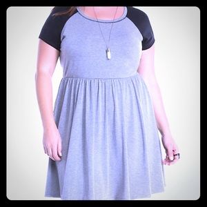 NWT Torrid Black & Grey Raglan Skater Dress - Sz 2
