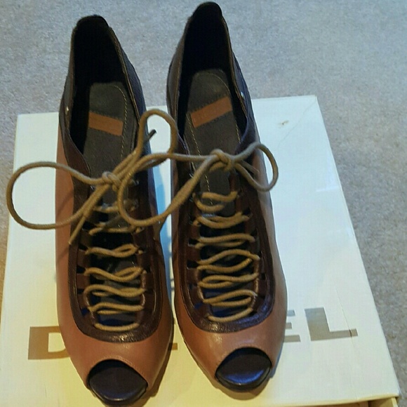 **SOLD** DIESEL PEEP TOE COCOA BROWN SHOES - Picture 2 of 4