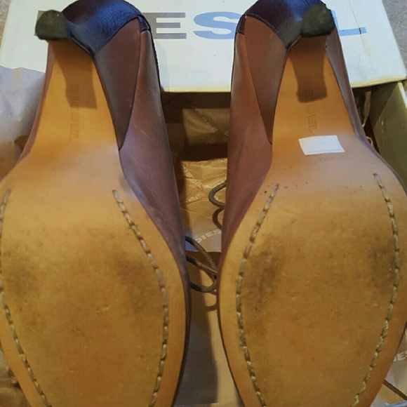 **SOLD** DIESEL PEEP TOE COCOA BROWN SHOES - Picture 3 of 4