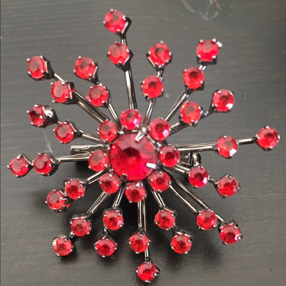 Red starburst brooch