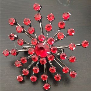 Red starburst brooch