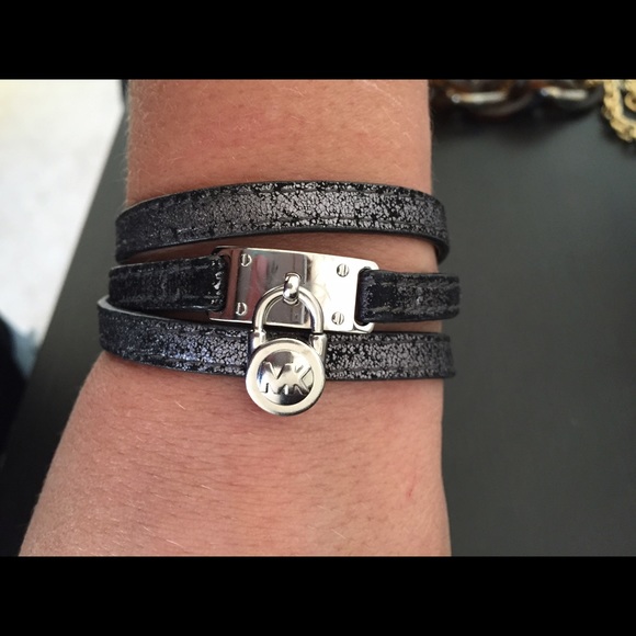 Michael Kors distressed leather wrap bracelet