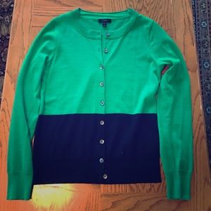 J Crew color blocking button up sweater