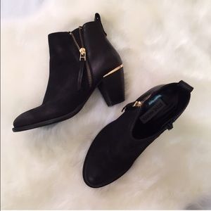 black booties with gold