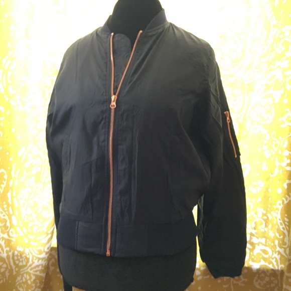 Navy Blue Bomber Jacket - Picture 2 of 4