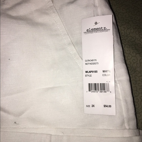 Wide leg, drawstring, white pants. - Picture 2 of 3