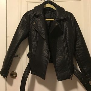 Moto jacket - black faux leather jacket