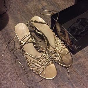 Gucci Shoes - Gucci strappy gold & cream sandals