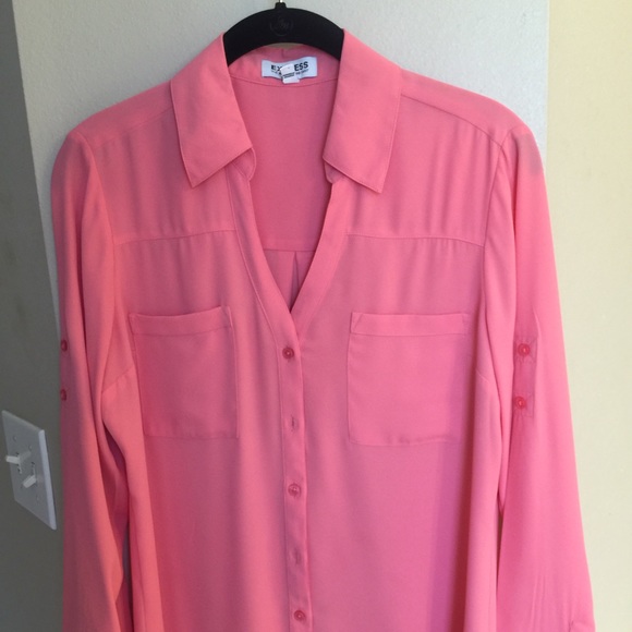 Express Portofino button-down salmon pink shirt!