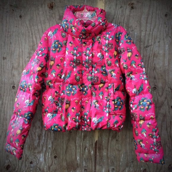 Fun magic mushroom, owl, & skeleton jacket! Coat.