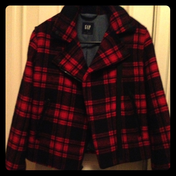 Gap - Buffalo plaid wool Moto jacket - Picture 1 of 4