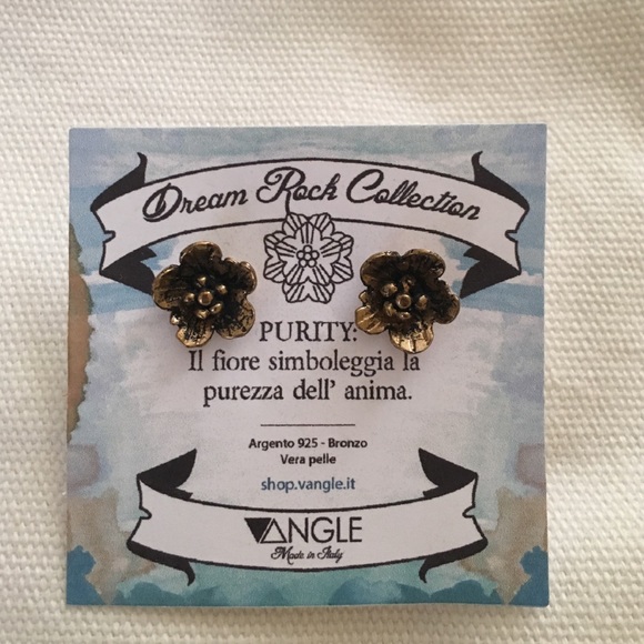 Vangle 925 Silver & Bronze Flower Earrings