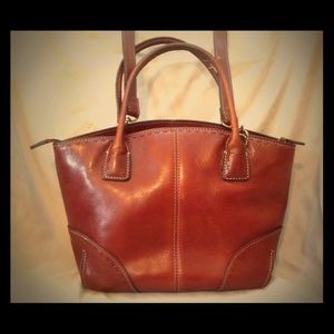 Fossil Small Brandy-Brown Leather Tote/Cross-body