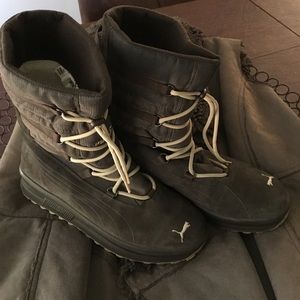 Puma Mid-Calf Brown and Tan Lace-up Boots