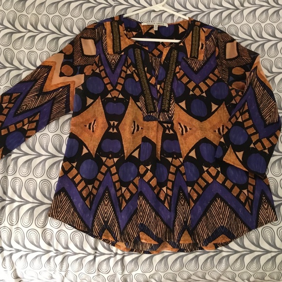 3/4 length print blouse