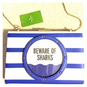 Kate Spade ♠️ NWT fancy Beware of Shark Clutch