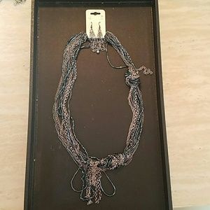 Silver necklace and earrings set