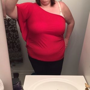 Lane Bryant one shoulder red top