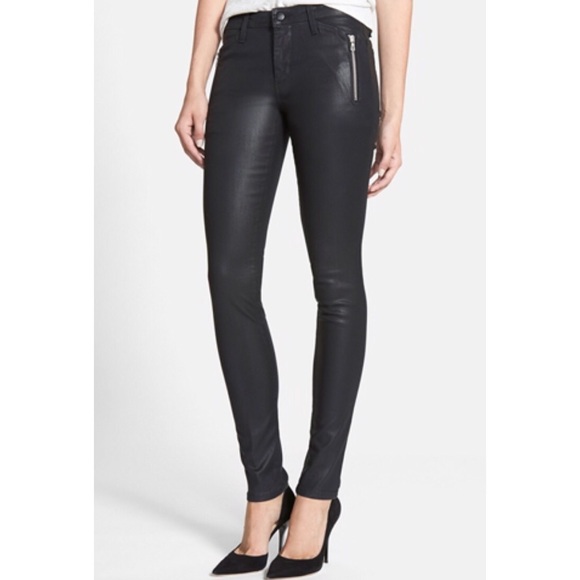 Joe's Jeans black coated zip skinny jeans- 24