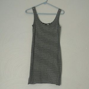 H&M Black and Grey Striped Bodycon Dress