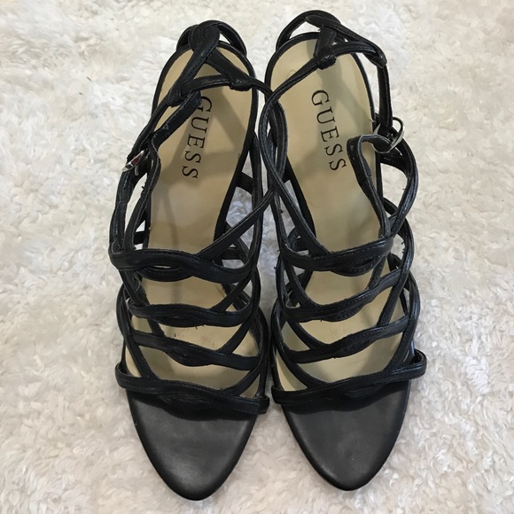 BUNDLE TRADED Black strappy GUESS high heels - Picture 2 of 3