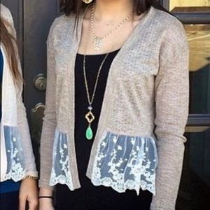 Lace bottom cardigan boutique brand