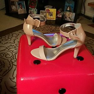 Nude open toe heel sandals