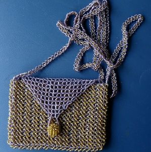 Hand beaded coin purse with strap