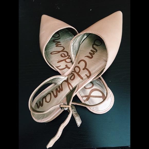 SOLD Nude Leather 'Rory' Pointed Toe  Flats