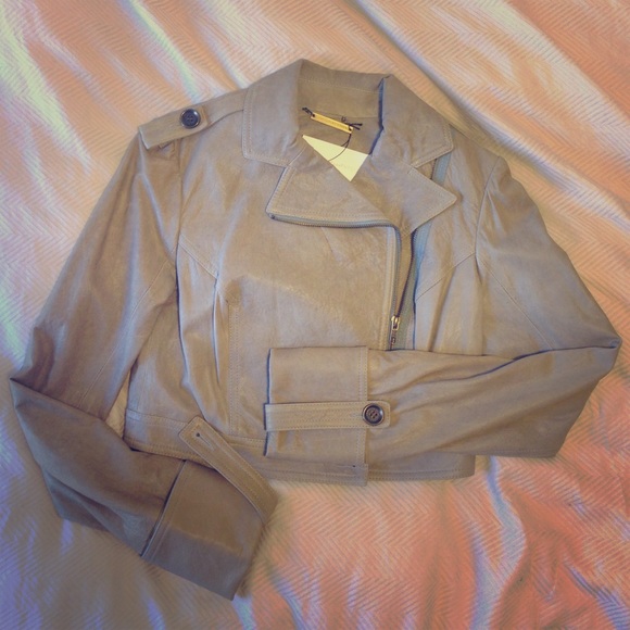 Diane von Furstenberg cropped leather jacket