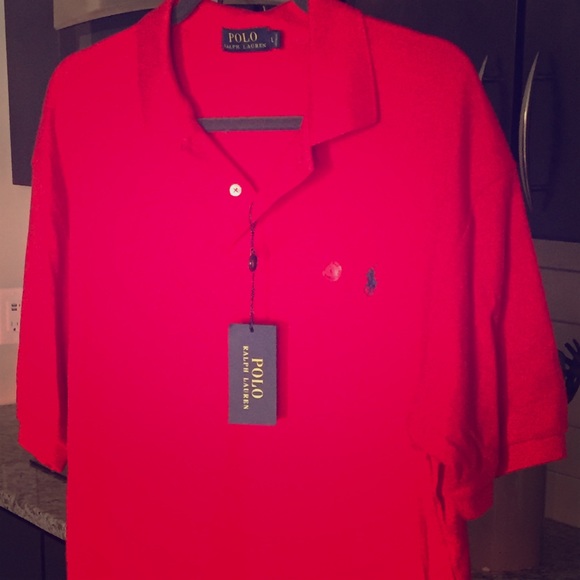 Red, Men's Short-Sleeve Polo, Size Large