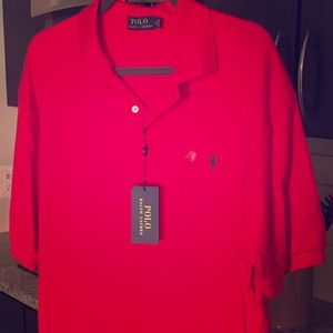 Red, Men's Short-Sleeve Polo, Size Large