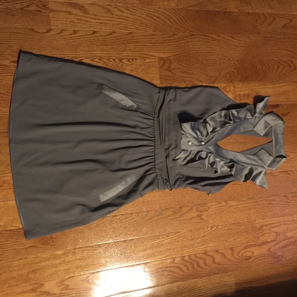 BCBG all grey dress with satin detailing.