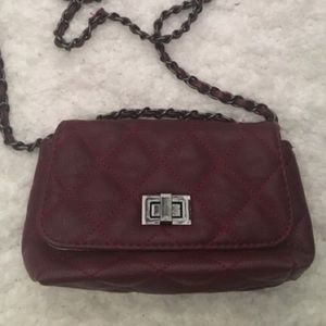 Wine color mini crossbody purse