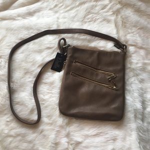 Brown leather cross body bag