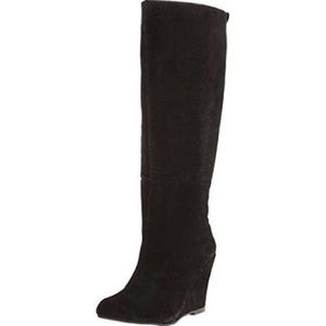 Black Suede Wedge Boots