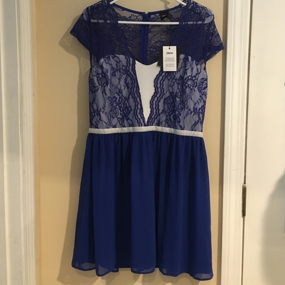 ASOS cobalt blue lace and chiffon dress