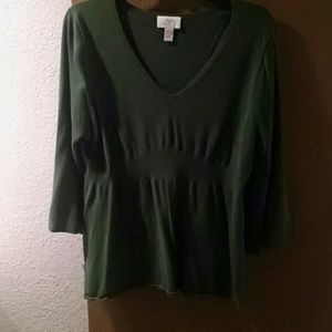 3/4 sleeve green sweater