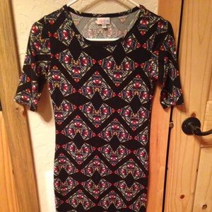 LulaRoe Julia black red yellow geometric XXS