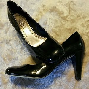 Franco Sarto Black Patent Leather Heels