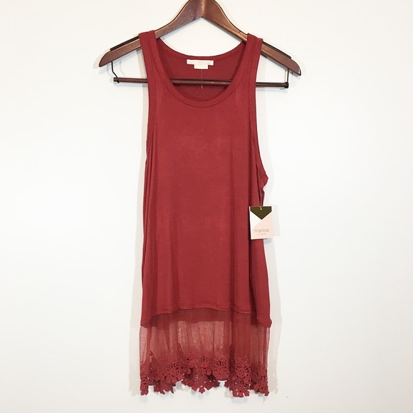 Marlow Tops - Lace Extender Tank in Rust