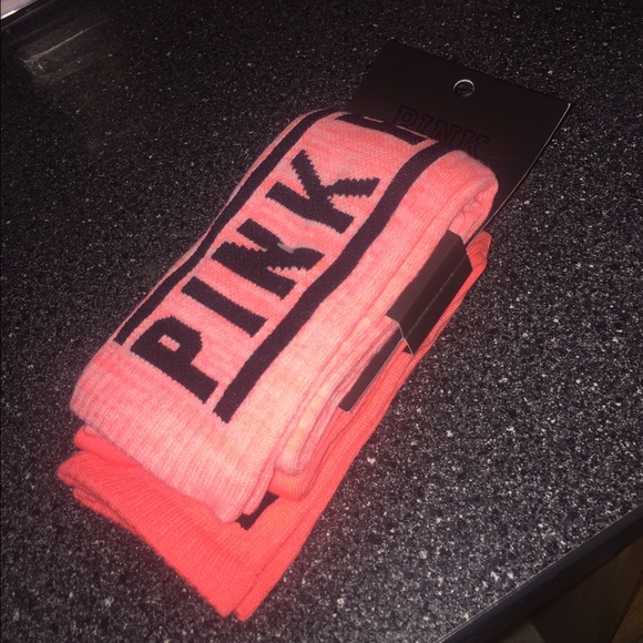 PINK Victoria's Secret Accessories - VS Pink Orange Knee high Socks