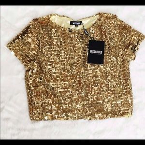 Gold Sequin Crop Top