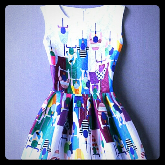 Jaquard Sleeveless Printed Women's Dress