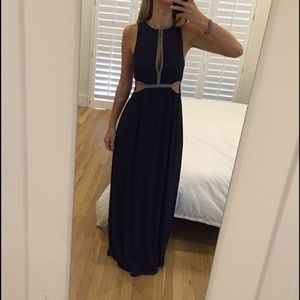 Navy maxi dress with silver beading