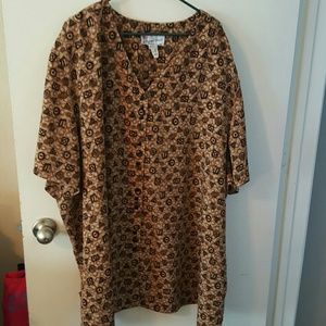 Brown printed button down top