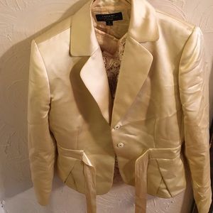 Golden Tahari Luxe skirt suit.